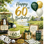60ste verjaardag met glas bier golfballen