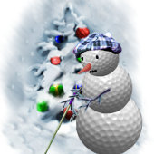 Golf Ball Snowman Kerstmis Satijnen Lint