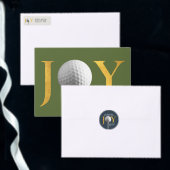 Moderne Golf Joy & Peace Green Gevouwen Kerstmis Feestdagen Kaart