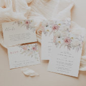 Mooie Blush & Wit Bruiloft Roos Gold Folie Uitnodiging