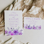 Prachtige Paarse Lavendel Bloemen Bruiloft Save The Date