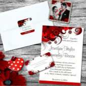 Rood en Wit Bloemen Save The Date Briefkaarten