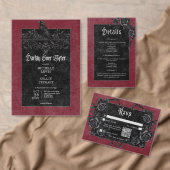 Gothic Black Raven & Rozen Wijnbruiloft Programmakaart (Personaliseer de collectie van deze zelfstandige maker.)