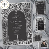 Gotische Zwarte Zilver Middeleeuwse Foto Bruiloft Save The Date