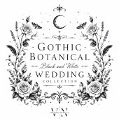 Gothische Botanische Bedankkaart Zwart en Wit