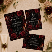 Gotische Kaarsverlichte Roze Bruiloft Save The Date