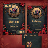 Gotische koets met raven en Rozen. Kaart