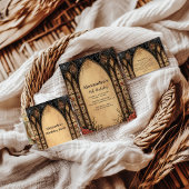 Gothic Stained Arch Rose Birthday Kaart