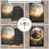 Gothic Dark Full Moon Arch Wedding Kaart