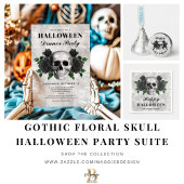 Gothic Black Rozen Skull Halloween Return Address Etiket