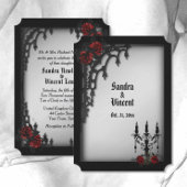 Red Rose Gothic Wedding Names and Date Paper Bord