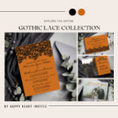 Gotische Lace Halloween Sinaasappel Zwart Details Informatiekaartje