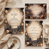 Gotische droevige winterhuwelijk save the date