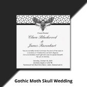 Gothic Mot Schedel Huwelijks RSVP Kaart – Donker E