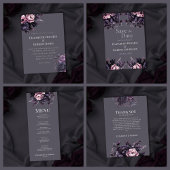Gothic Plum Floral Save the Date Kaart