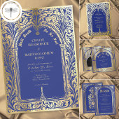 Gotische Blau Goud Middeleeuwse Trouwdag Save The Date