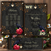 Gotische schedel en raaf. kaart