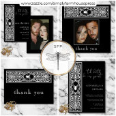 Gothic Spooky Spider Zwart Wit Fotobruiloft Save The Date