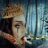 Gothic Surreal Unieke Collage Sad Queen of Hearts Briefkaart
