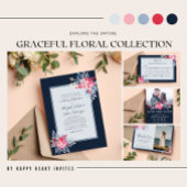 Sierlijke Bloemen Roze en Dusty Blue Wedding Save The Date