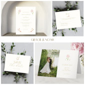 Chic Roos Wedding Lined Handgeschreven Note Kaart