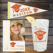 Afstudeerder Glam Oranje Pet Graduation Party Afbe Spandoek