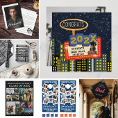 Elegant Black Gold Text Overlay Afstuderen Foto Aankondiging