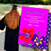 Graduation Announcement Hibiscus Art Ecru