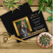 Elegant Gold PA Caduceus 1 Photo Blue Afstudeerder Aankondiging