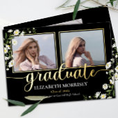 Classy Elegant Gold Script Text Afstuderen 3 Foto Aankondiging