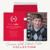 Afstuderen Multi Photo Collage Crimson Red QR Code Kaart