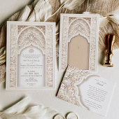 Opulent Goud & Cream Moslim Bruiloft Kaart