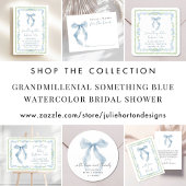 Elegant Blue Bow Bridal Shower Thank You Ronde Sticker