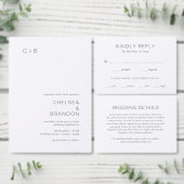 Chelsea Grey Modern Wedding All In One Uitnodiging (Personaliseer de collectie van deze zelfstandige maker.)