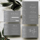 Silver Glitter Grijs Sla de datum op Aankondiging