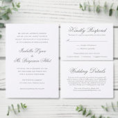 Traditionele Grijze Formele Elegante Huwelijk All In One Uitnodiging (Personaliseer de collectie van deze zelfstandige maker.)