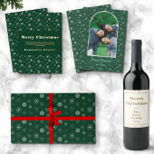 Moderne Elegante Groene Vrolijke Kerstmis Sneeuwvl Folie Feestdagenkaart