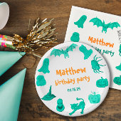 Groen & wit Halloween verjaardagsfeestje bedankt Cadeaulabel