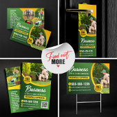 Groen & Gele Lawn Care Landscaping Maaien Visitekaartje