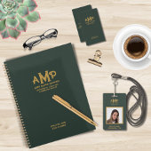 Aangepaste Groen Goud 3 Letter Monogram Business L Notitieboek
