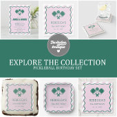 Roze Groen Retro Pickleball 30e verjaardag Glazen Onderzetter