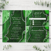 Green and Silver Agate Wedding Program Programmakaart (Personaliseer de collectie van deze zelfstandige maker.)