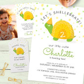 Schildpad, groen geel, kind jarig kaart