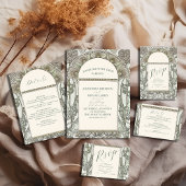 Bougainvillea Green Art Nouveau Mucha Wedding All In One Uitnodiging