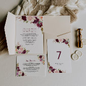 Groene Blush Bourgogne Bloemen Bruiloft Dank u Kaa Bedankkaart