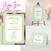 Vlinder en groene geruite baby shower bord