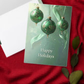 Green Christmas Ball Holiday Postcard Briefkaart (Personaliseer de collectie van deze zelfstandige maker.)
