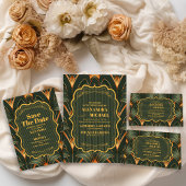 Elegante geometrische Art Deco bruiloft Kaart