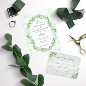 Waterverf groen bruiloft ceremonie programma programmakaart