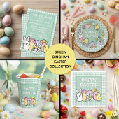 Happy Easter Bunny Chick Eggs Green Gingham Koffiemok